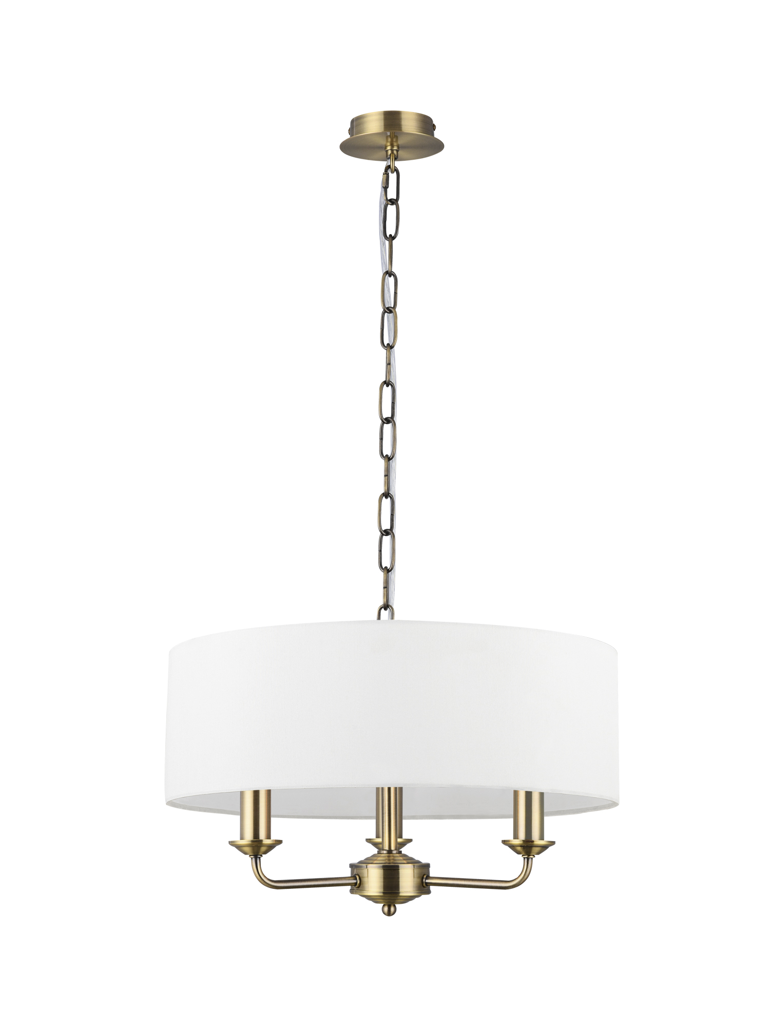 Banyan 45cm 3 Light Pendant Antique Brass, White DK0027  Deco Banyan